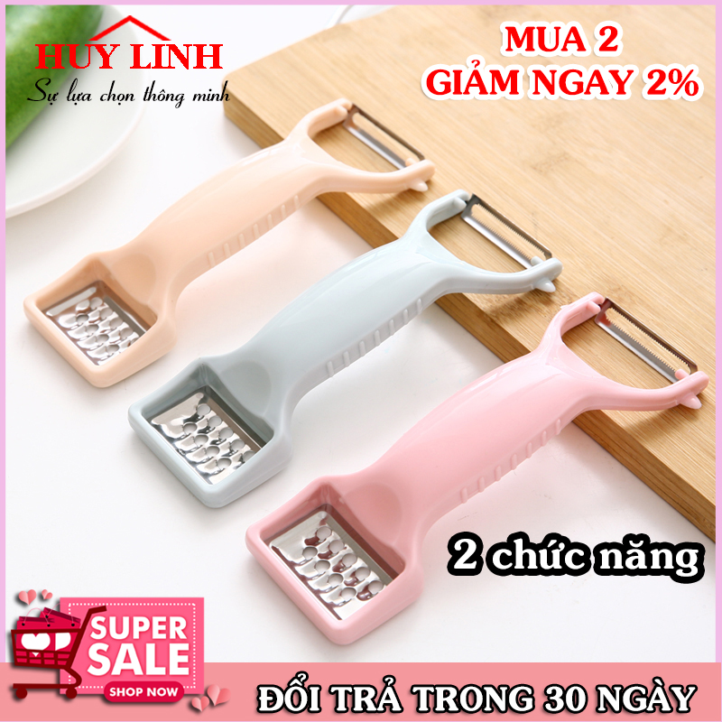 Nạo bào rau củ quả 2in1 đa năng, dụng cụ nạo vỏ, nạo bào hoa quả, dụng cụ nhà bếp, Huy Linh