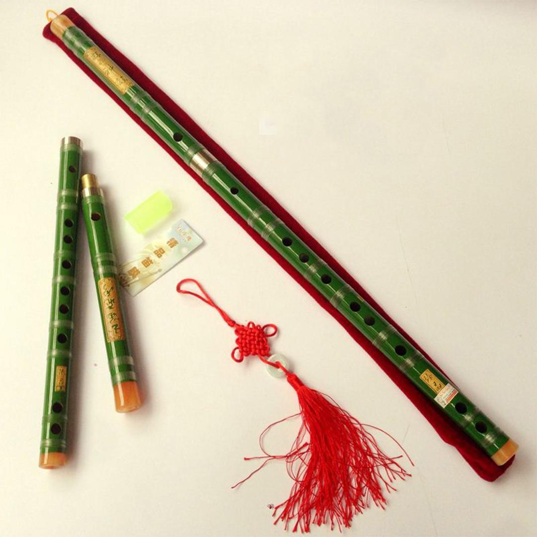 Sáo Dizi Có Khớp màu xanh Tone La trầm (Tone D Trung Quốc) - Sáo trúc Bùi Gia tinh chỉnh - Tặng màng rung + Dây treo sáo