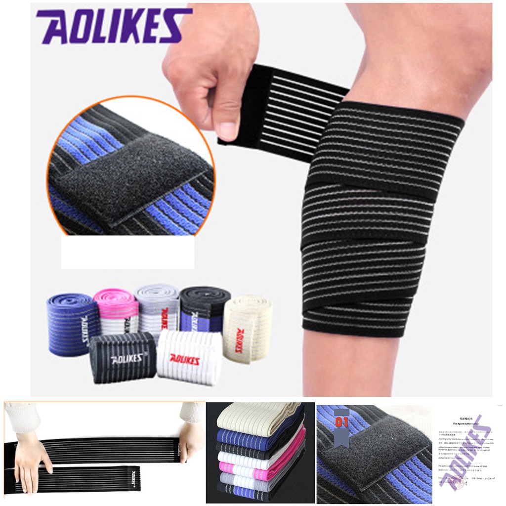 BÁN SỈ - Aolikes AL 1566 (1 cái) 90CM Đai cuốn ĐẦU GỐI, ĐÙI, BẮP CHÂN chống trượt chuyên gym CHÍNH HÃNG