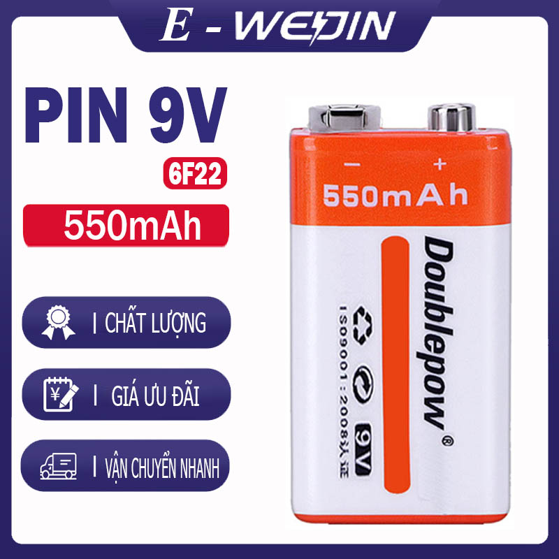 Pin sạc 9v 6f22 - 550mah doublepow - pin chuẩn