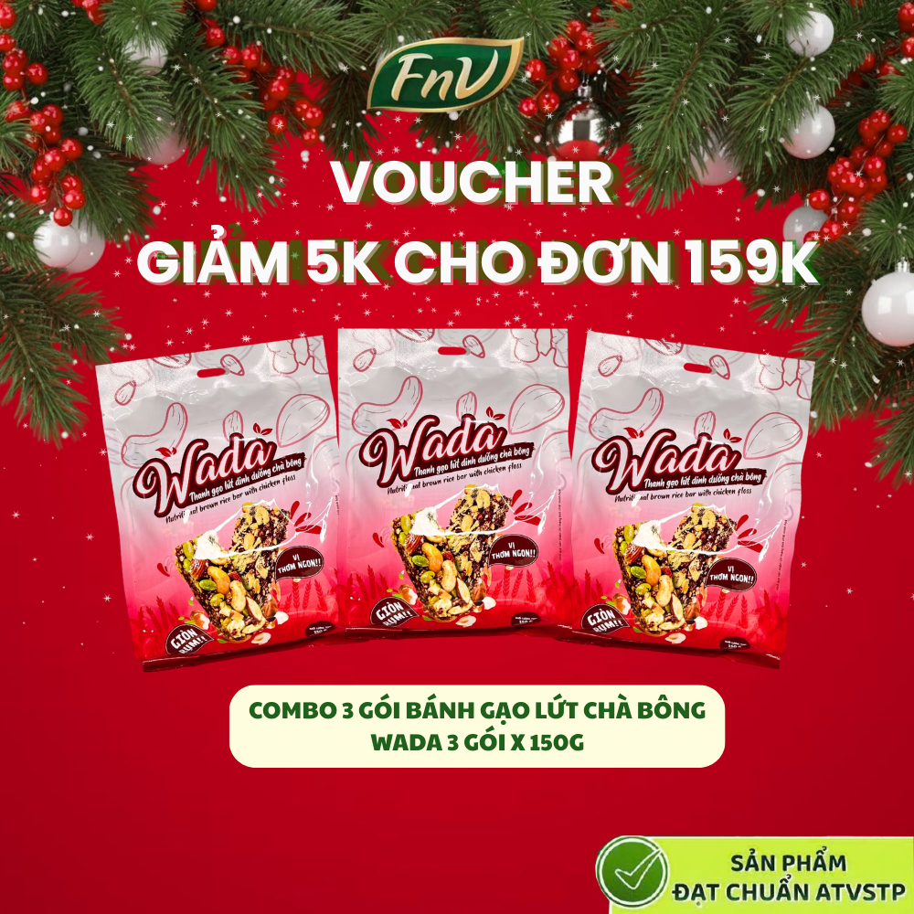Combo 3 gói bánh gạo lứt hạt dinh dưỡng mix ăn vặt WADA 3 gói x 150g