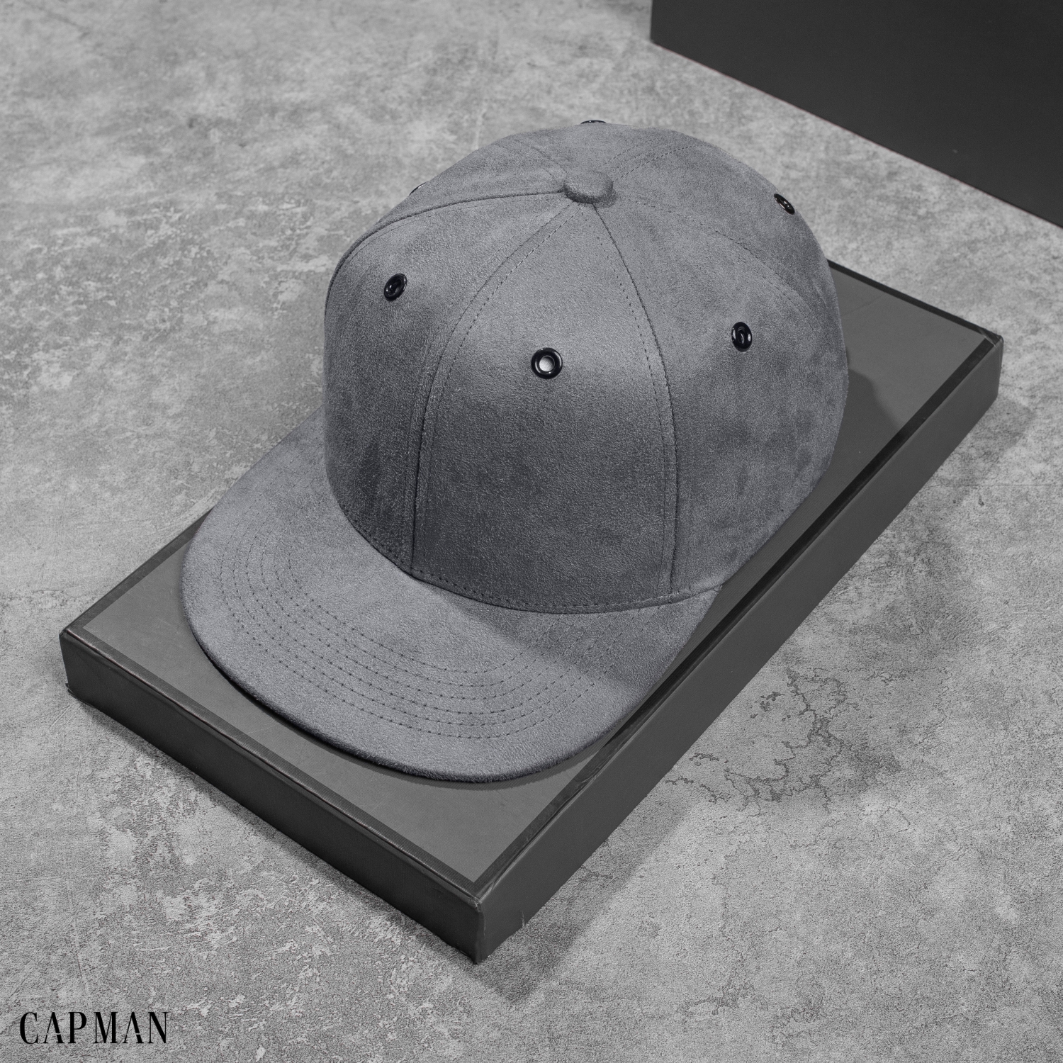 Mũ snapback chính hãng CAPMAN, nón lưỡi trai hiphop CM59 vải da lộn màu xám