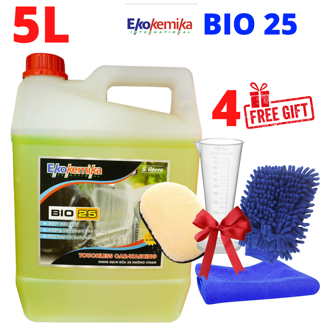 Ekokemika BIO 25 Rửa Xe Không Chạm Siêu Sạch 5L Kèm Quà 4 Món