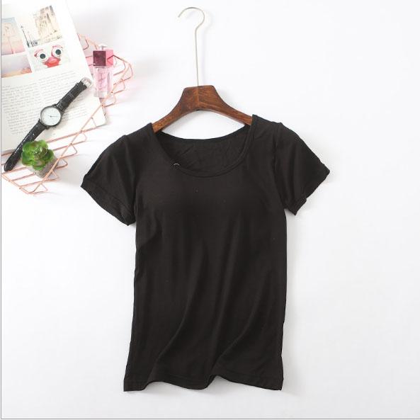 Áo Thun Cộc Tay Cotton Có Đệm Ngực Co Giãn