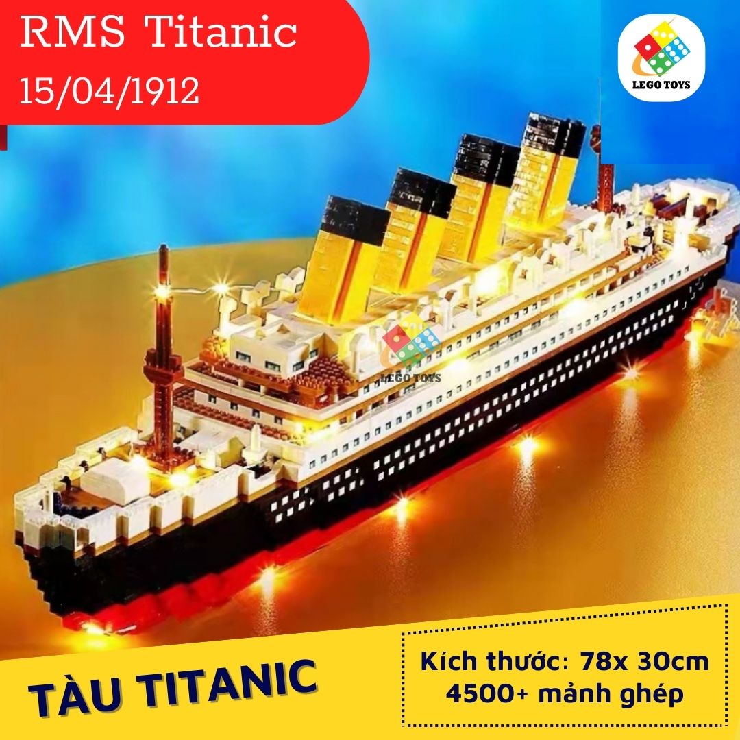 Leg0 tàu titanic 4200+ psc - đồ chơi lắp ráp con tàu huyền thoại royal mail ship - tặng dây led phát sáng