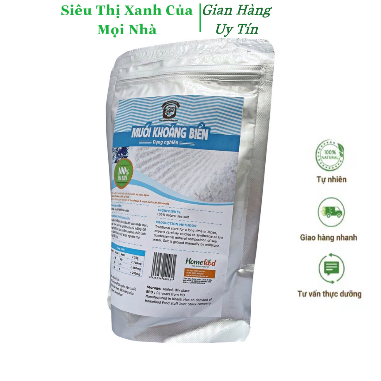 Muối khoáng biển dạng nghiền mịn Homefood , muối khoáng biển tốt cho sức khoẻ