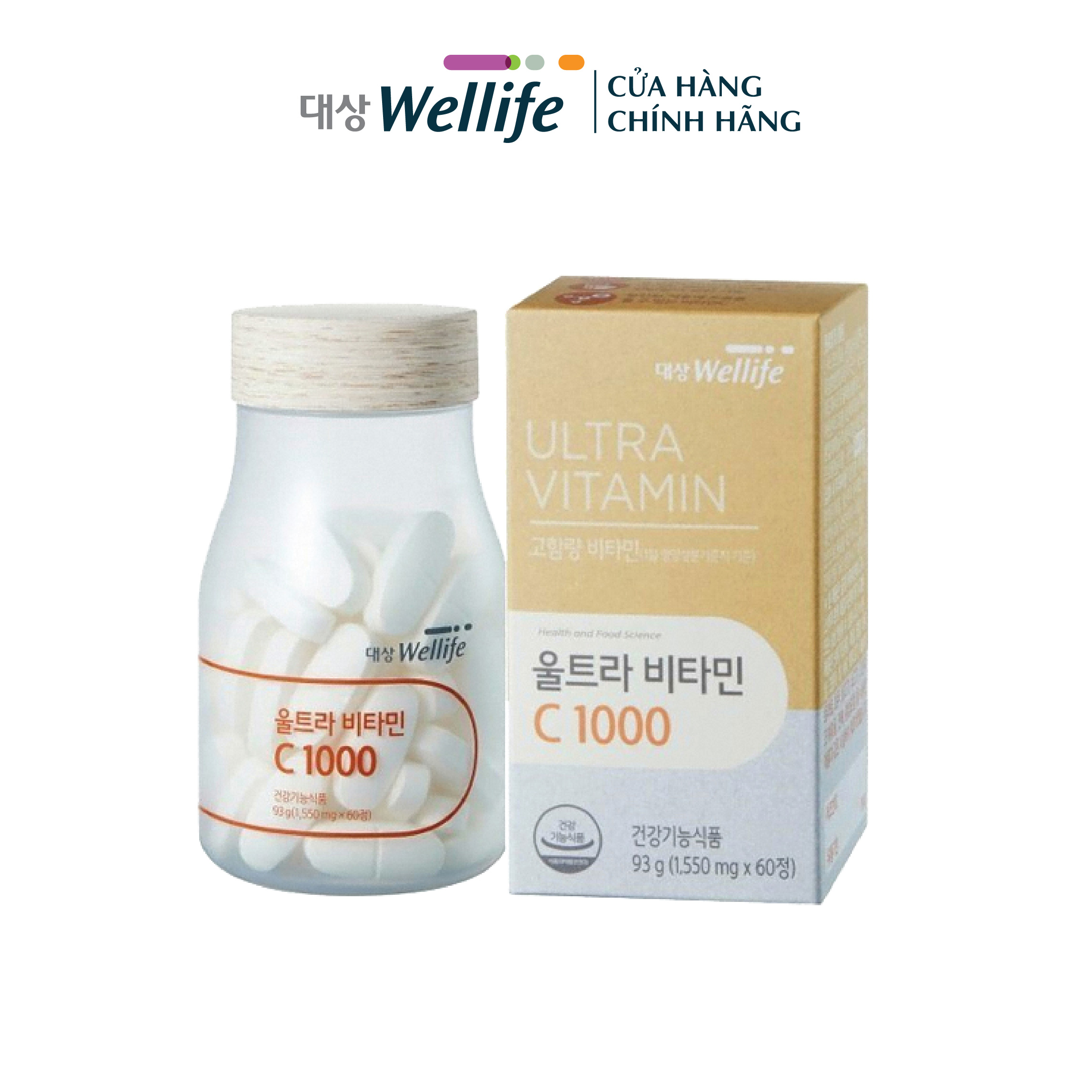 Viên uống bổ sung Ultra vitamin C 1000 60 viên Hàn Quốc DAESANG WELLIFE làm đẹp da, hỗ trợ tăng cường sức đề kháng cho cơ thể