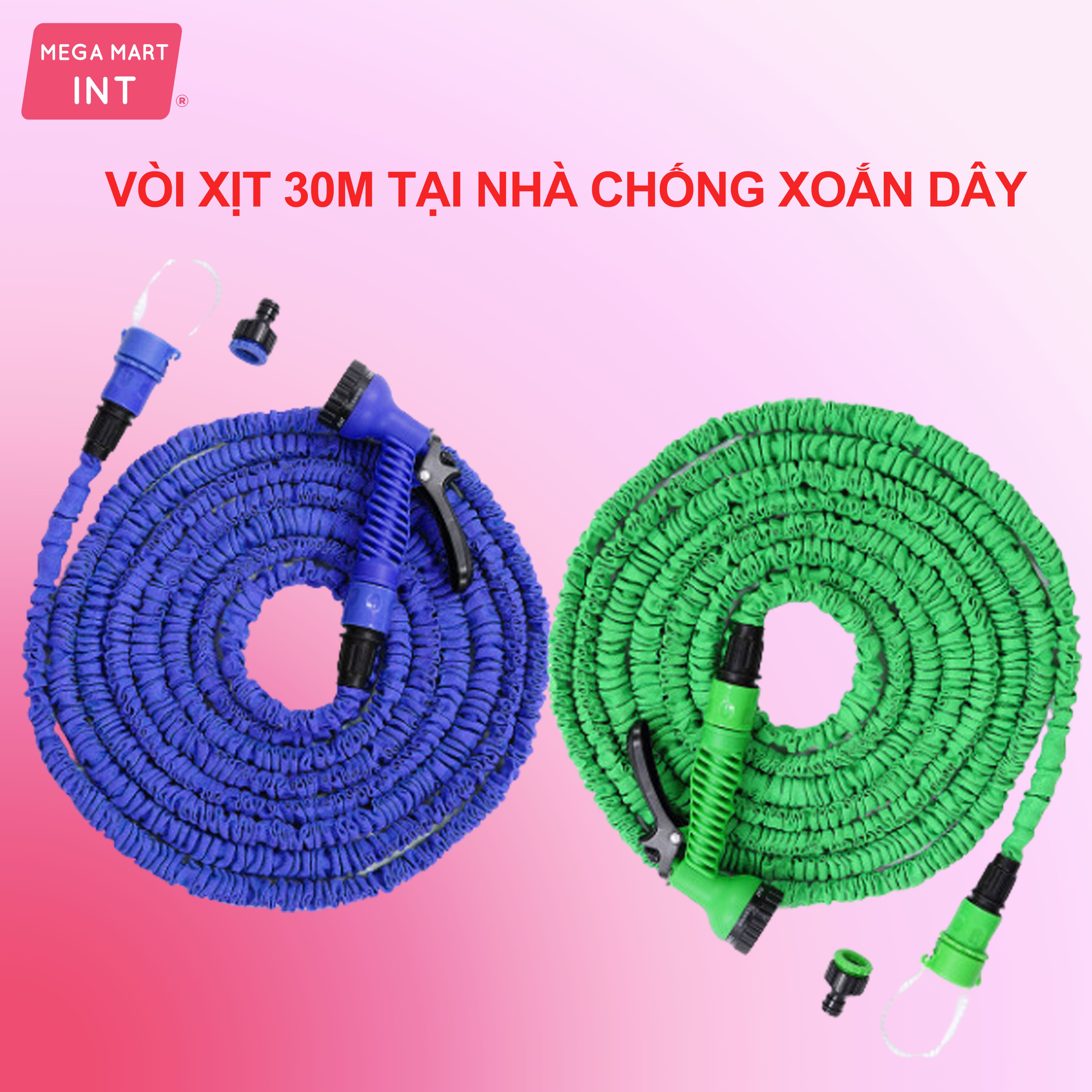 Bộ Vòi Xịt Nước Rửa Xe Giãn Nở 30M-50ft TPE (Có Kèm Đầu Xoay Tăng Áp), Thiết Kế Thông Minh Tiện Dụng. bh 1 đổi 1