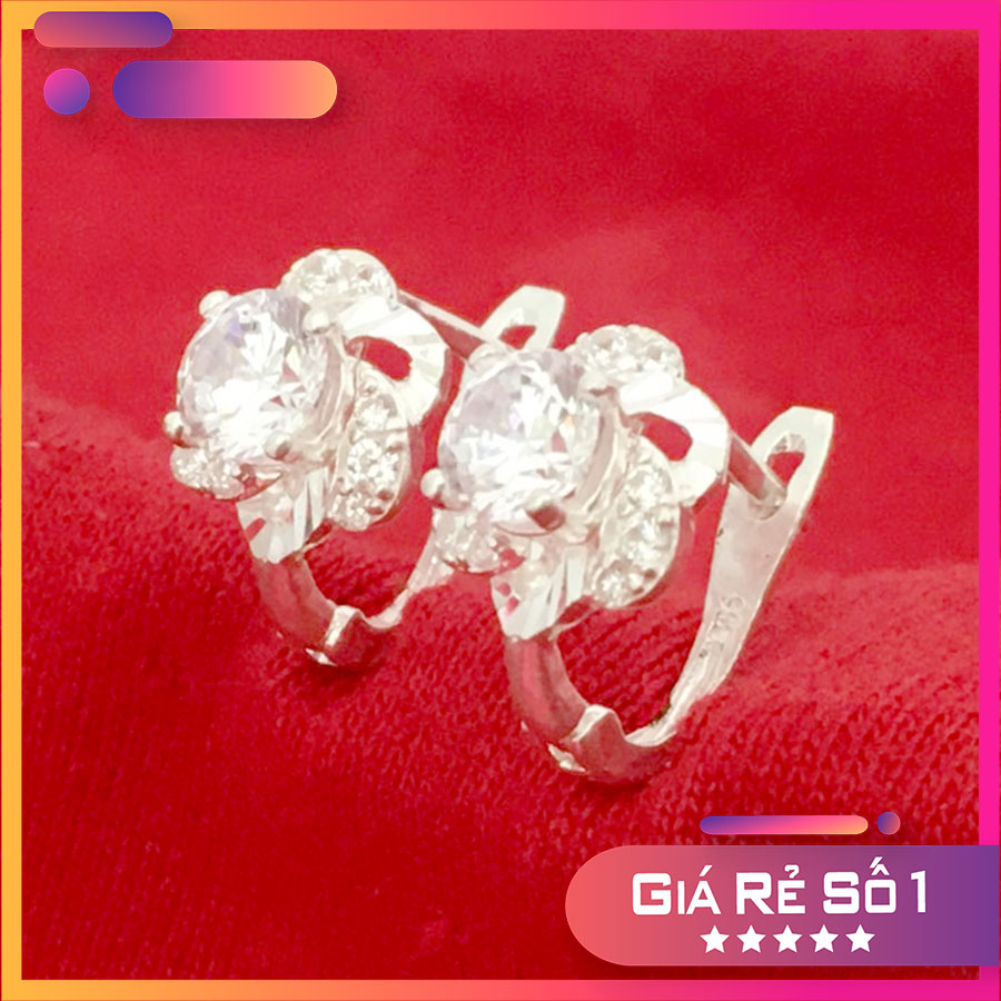 Bông tai nữ 100% chất liệu bạc 925 không xi mạ gắn đá cobic sáng trắng , Khuyên tai tròn đeo sát tai phong cách Hàn Quốc không gỉ ,không dị ứng khi đeo an toàn cho chị em - LMBT8(BẠC)