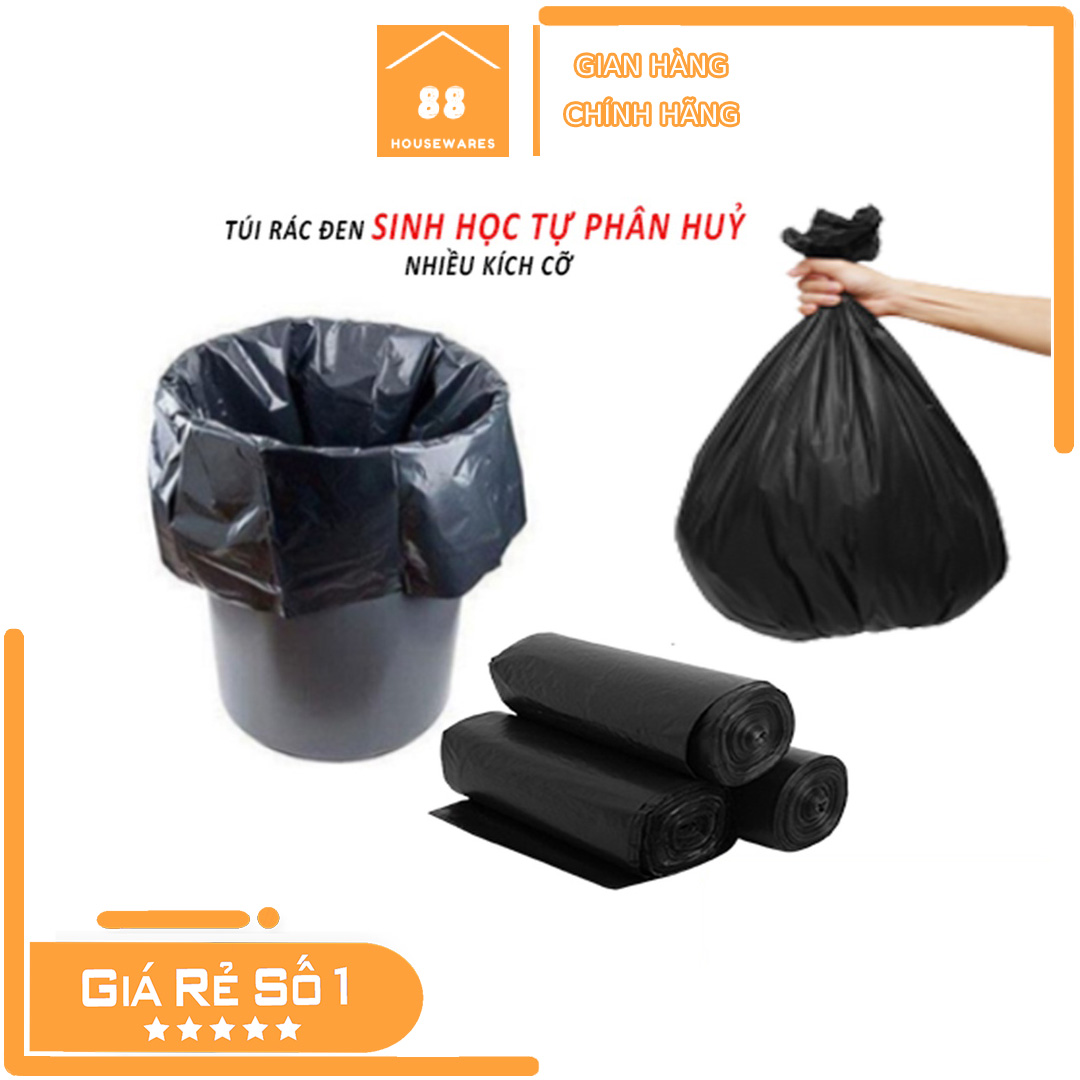 1 Cuộn Túi Đựng Rác ĐEN Tự Phân Hủy Sinh Học Gia Phú, Loại Tiểu 44x55 cm ( 0.3KG )