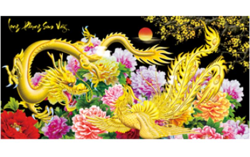 [HCM]TRANH THÊU LONG PHỤNG SUM VẦY DV6175