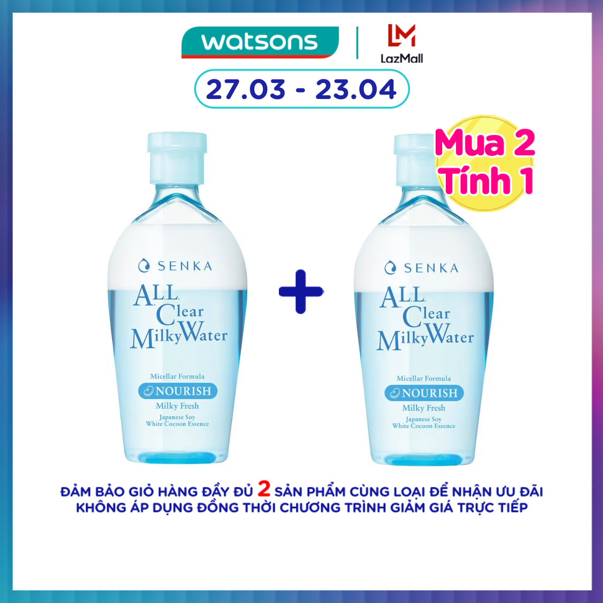 [MUA 2 TÍNH 1] Nước Sữa Tẩy Trang Senka All Clear Milky Water Nourish Hai Lớp 230ml