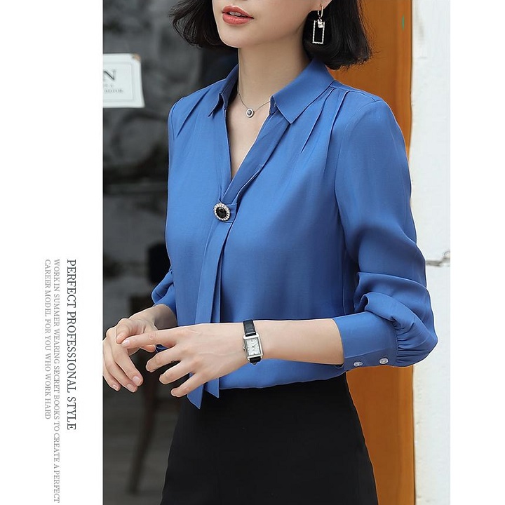 Áo kiểu nữ tay dài phối cà vạt- ap071