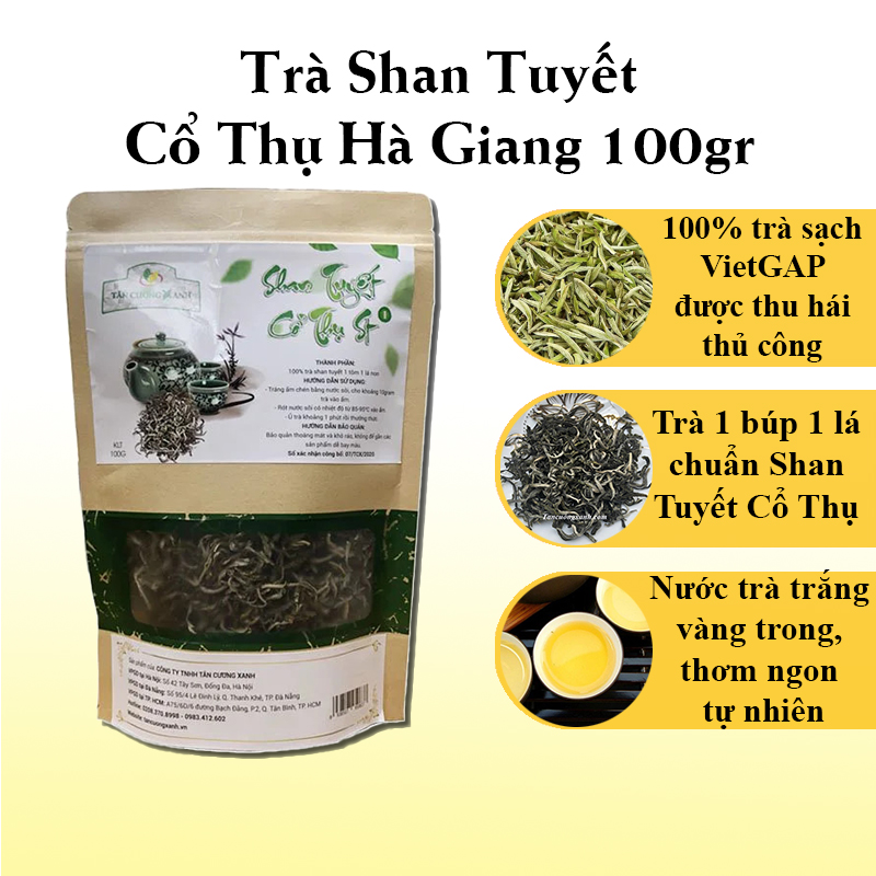 Trà shan tuyết cổ thụ hà giang, trà shan tuyết cổ thụ 1 tôm 1 lá, st1 gói 100gr