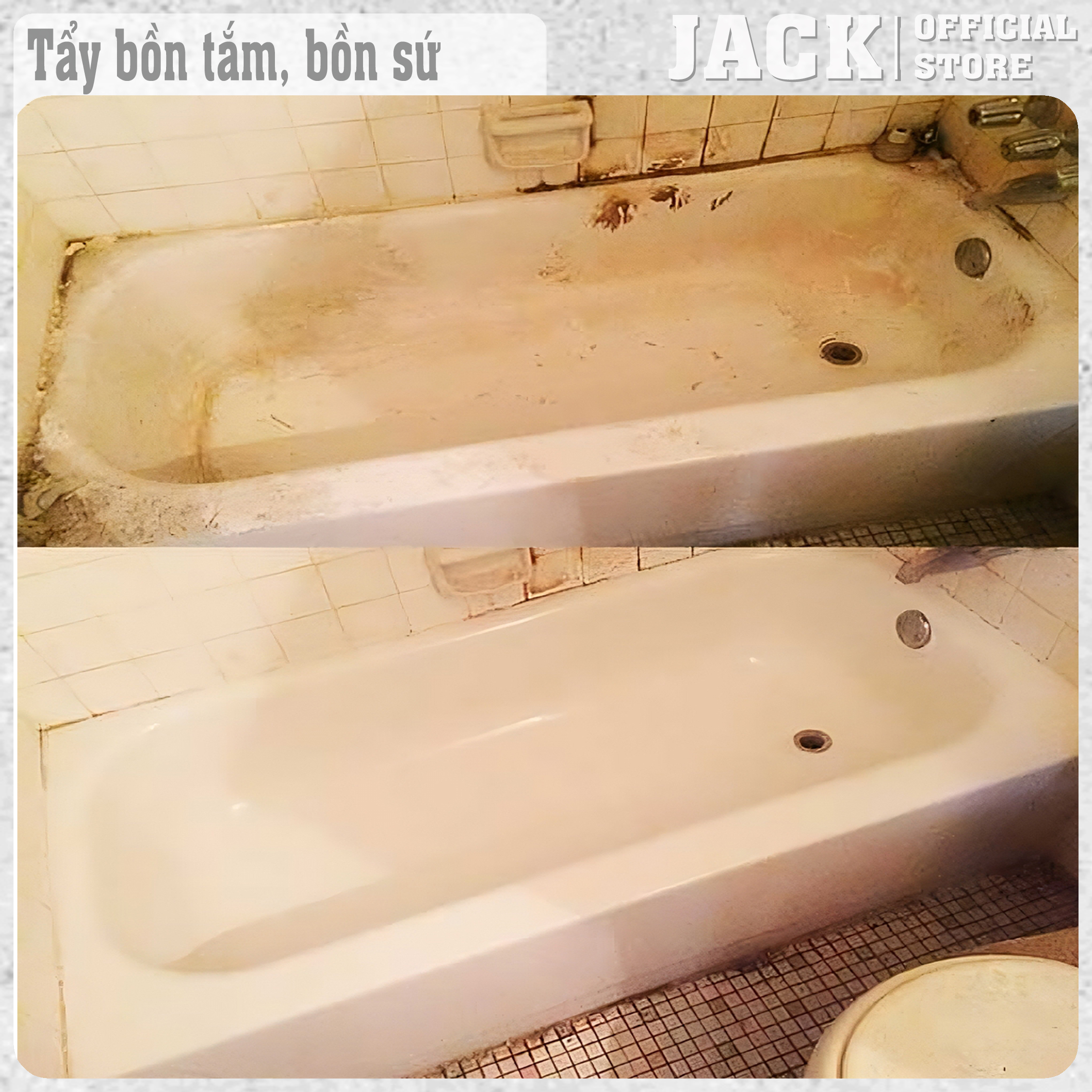 Tẩy Bồn Tắm, Bồn Rửa Mặt, Bồn Lavabo, Tẩy Trắng Gạch Cũ Thành Gạch Mới, Tẩy Rong Rêu, Tẩy Xi Măng Siêu Sạch Jack 1200ml