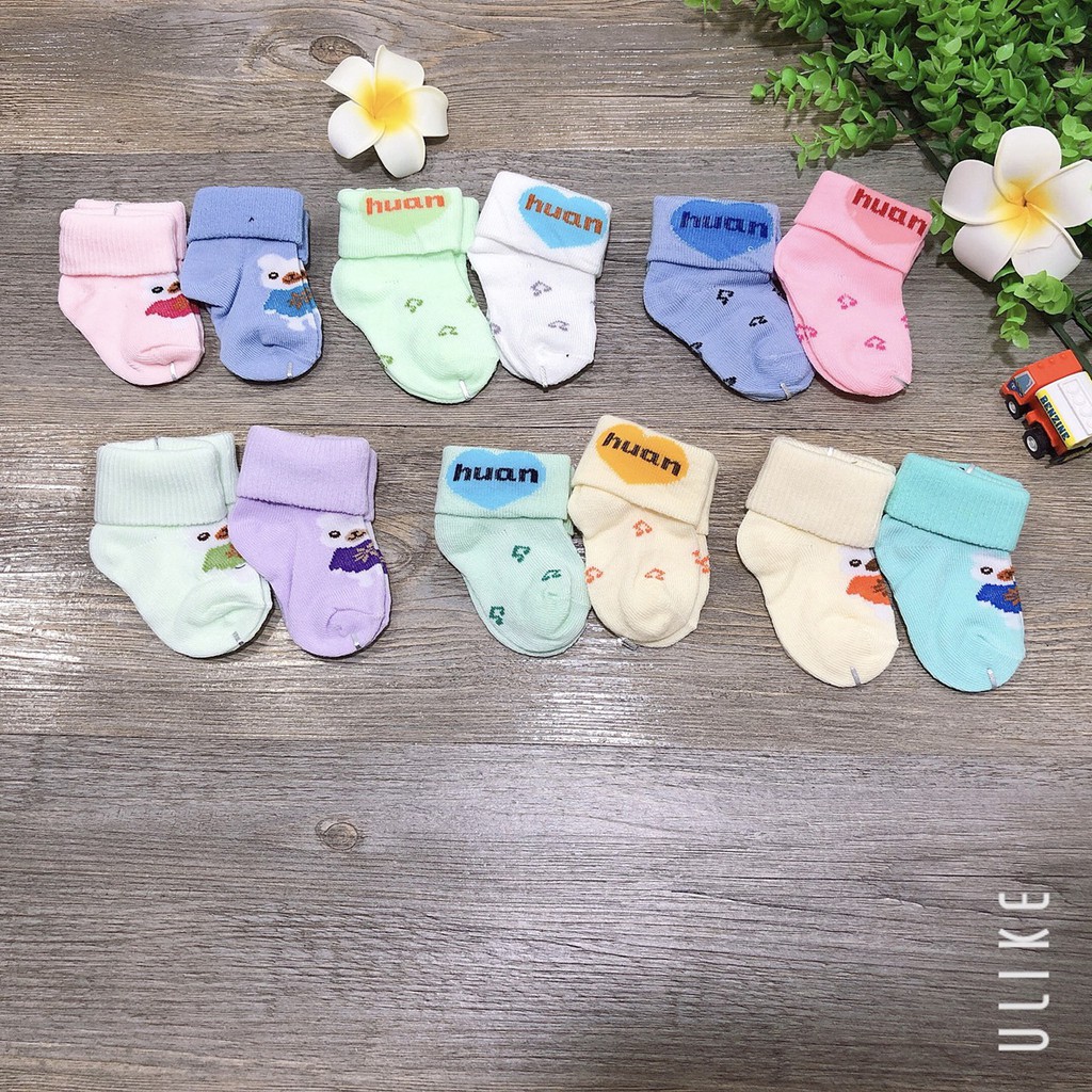 Combo 5 đôi tất sơ sinh, vớ sơ sinh cho bé 0-6 tháng loại đẹp
