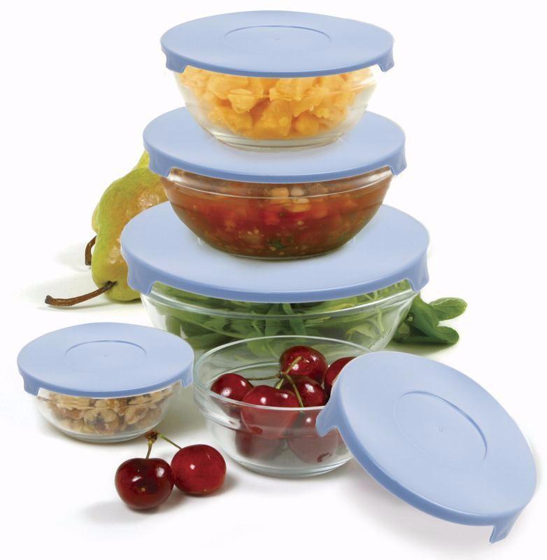 Bộ 5 bát thuỷ tinh có nắp đậy cooking bowl (nhiều màu) - Bộ 5 bát đựng đồ ăn