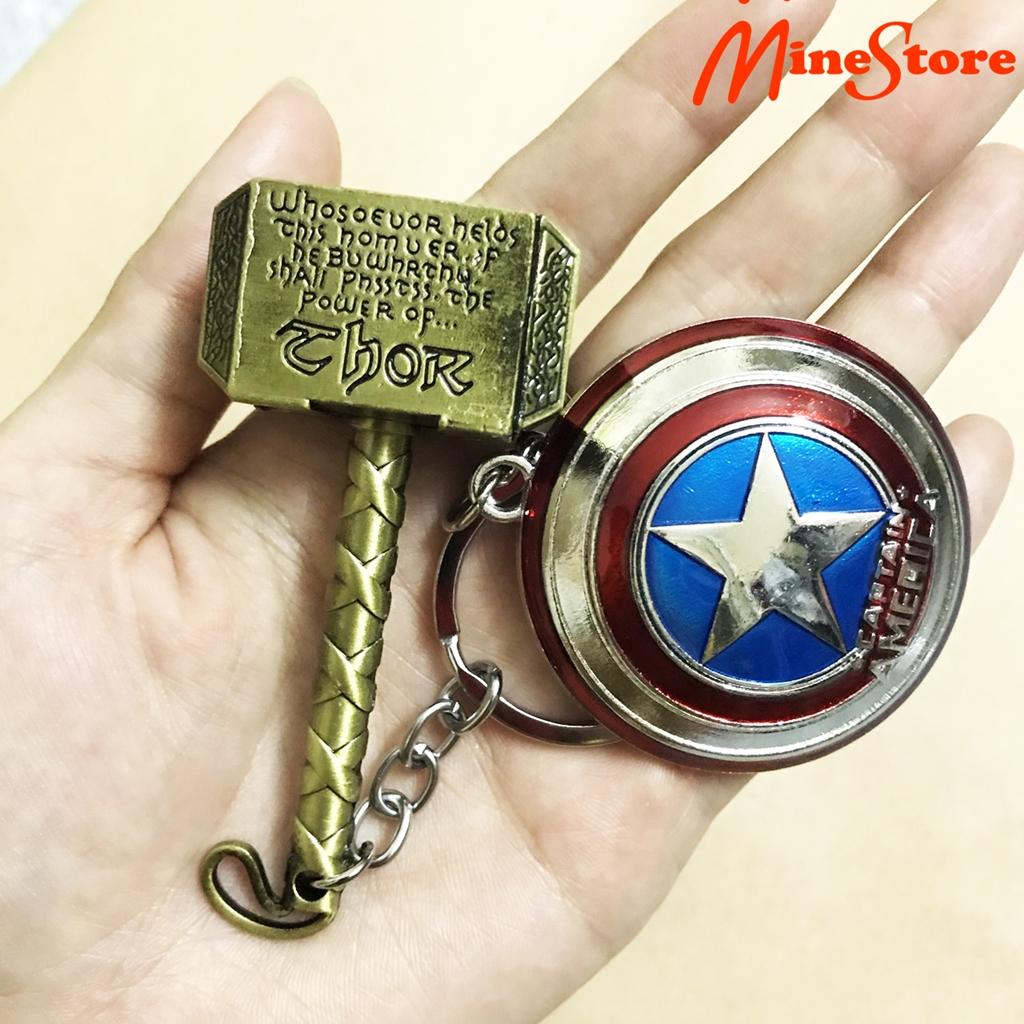 Combo 2 Móc Khóa Captain America: Khiên Captain Và Búa Thor Trong EndGame - Móc Khóa Avengers Infinity War