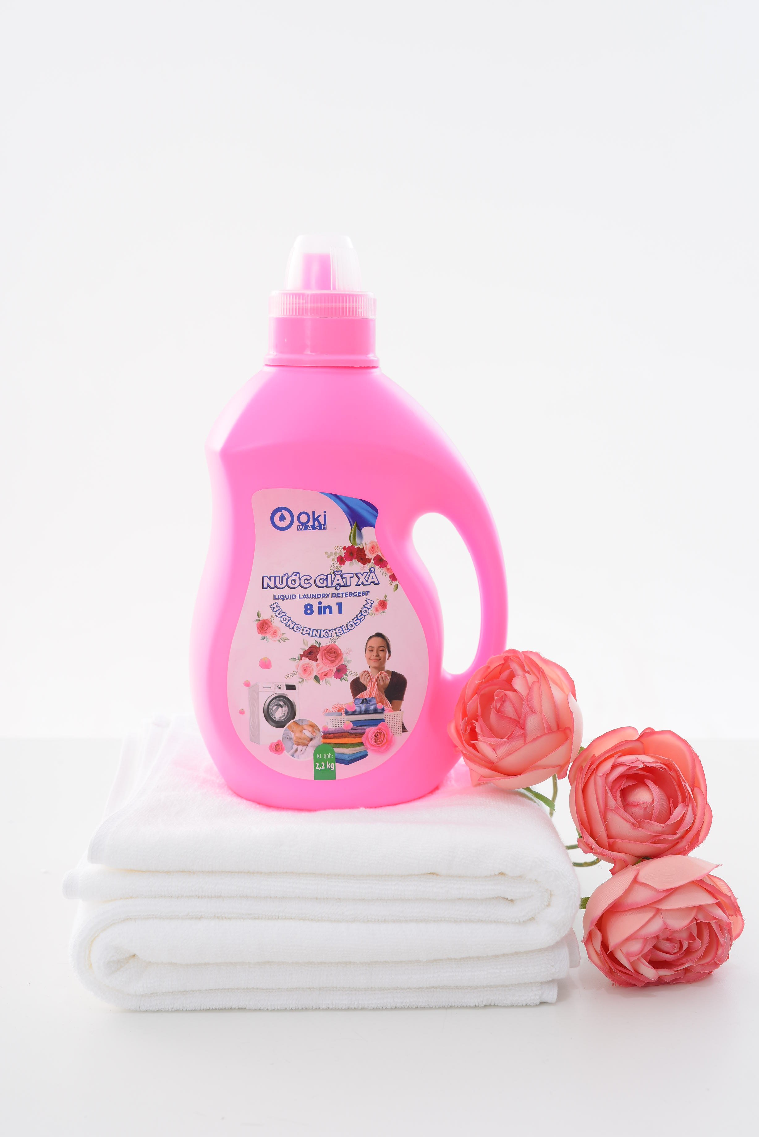 Nước giặt xả hương pinky blossom 2.2kg oki wash