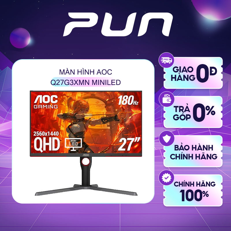 Màn hình AOC Q27G3XMN 27 inch MiniLED 2K 180Hz HDR1000 – Độ sáng 1000nit, VA DCI-P3 96%, Gaming cực 