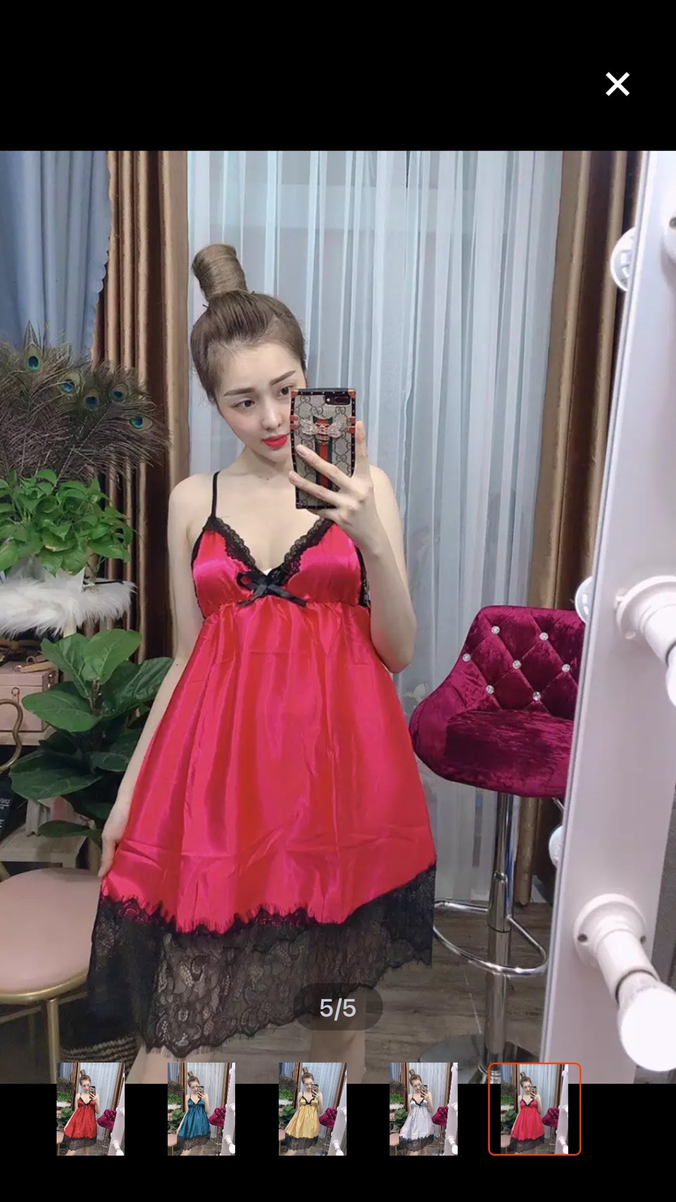 Đầm phi bóng phối ren đen freesize dưới 55kg