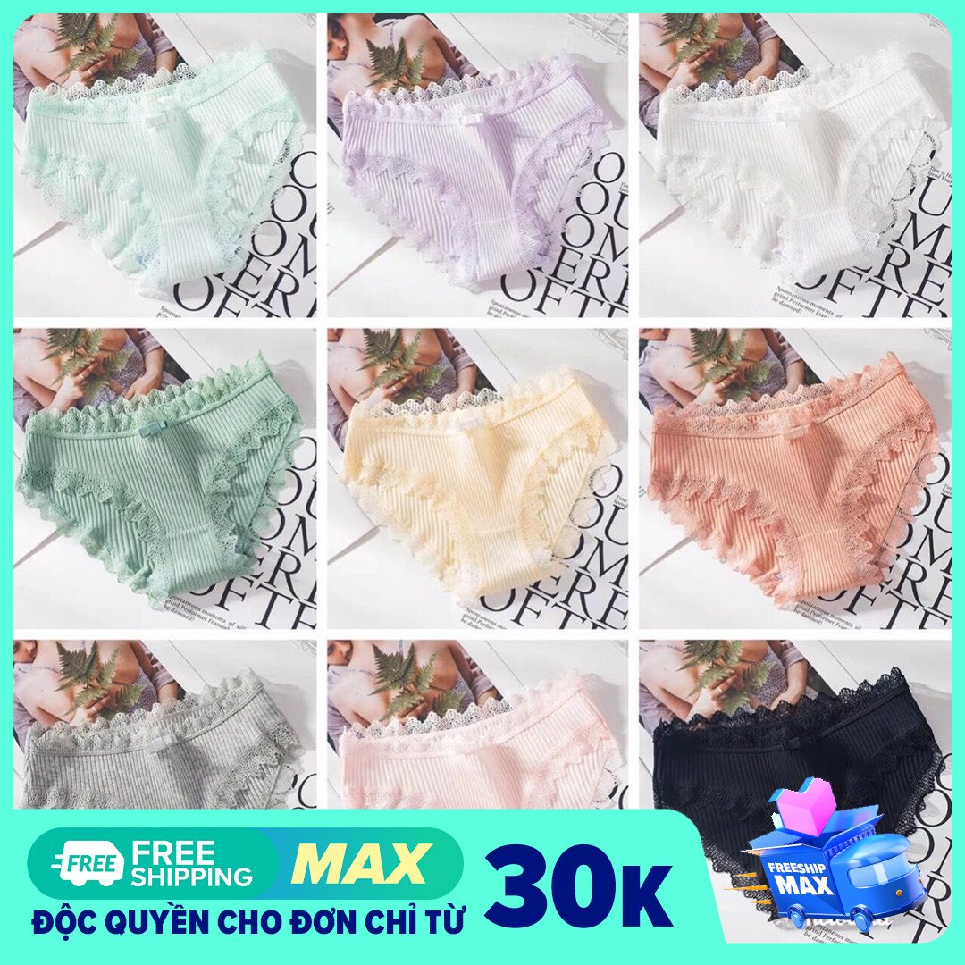 Quần lót nữ, quần sịp nữ gân tăm kháng khuẩn - combo 4 quần chíp nữ