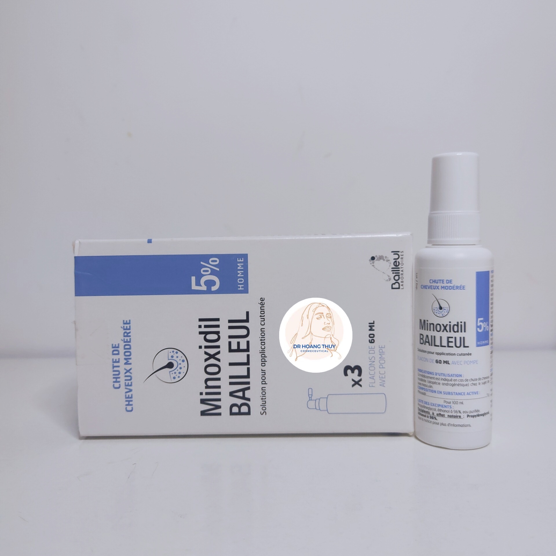 Sản phẩm giảm rụng tóc minoxidil bailleul 5% - nhập khẩu pháp - ngăn rụng tóc, kích thích mọc tóc