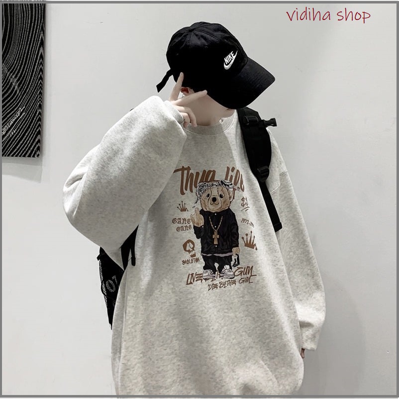 🔥 áo sweater nỉ dài tay form rộng phong cách hàn quốc nam nữ mặc đều đẹp