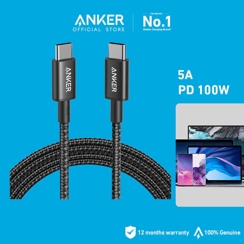 Anker 5A PD 100W 333 USB-C to USB-C Cable E-Marker Chip Compatible for Galaxy S24 Ultra Super Fast Charging 2.0 87W 61W Fast Charging Cord for iPhone 15 pro max Samsung S24 S23 S22 for MacBook iPad Pro Tablets Laptops