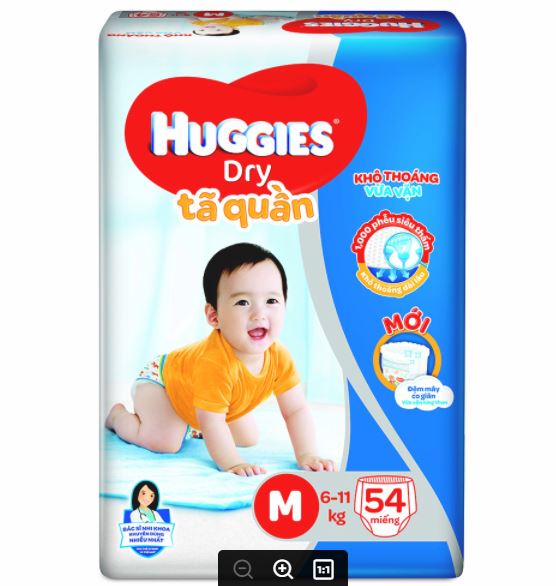 Tã quần Huggies Dry size M54 miếng
