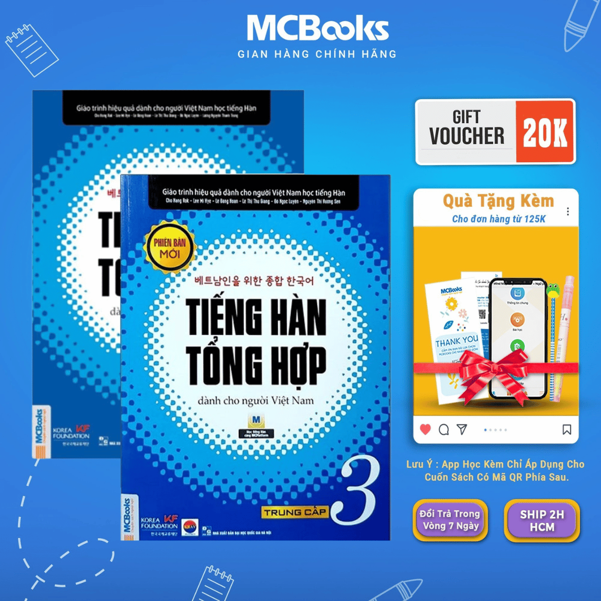 Sách - Combo Tiếng Hàn Tổng Hợp Dành Cho Người VIệt Nam - trung cấp 3 bài học và bài tập ( bản đen trắng ) - McBooks