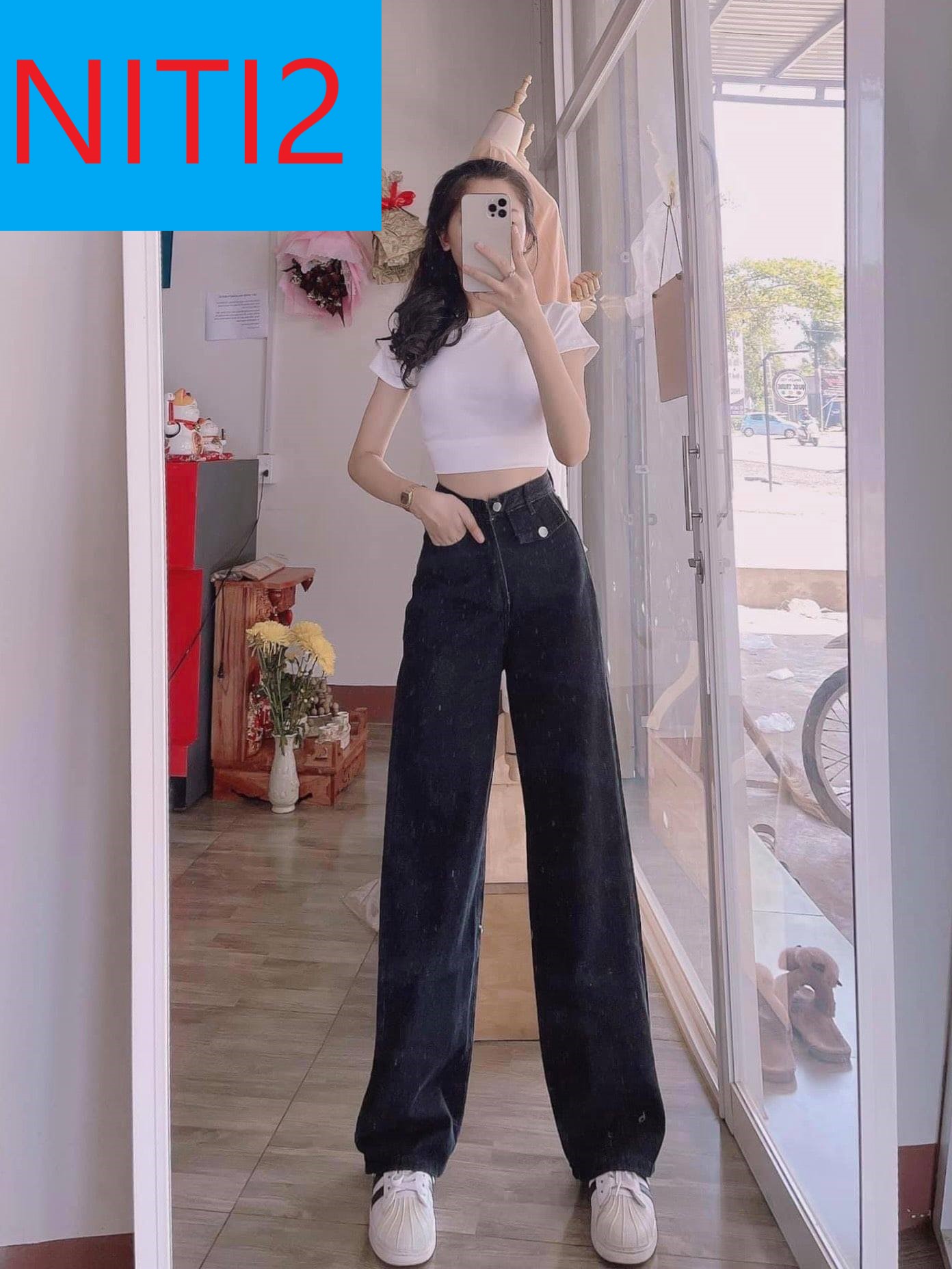 QUẦN JEAN ỐNG RỘNG NỮ LƯNG CAO TÚI NẮP LAI CUỐN FORM DÀI RỘNG MÀU XÁM, MÀU XANH NHẠT CAO CẤP NITI2 CHẤT JEAN HOT SIÊU ĐẲNG, MẠNH MẼ CÁ TÍNH