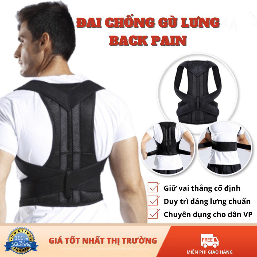 Đai chống gù lưng vai eo chất liệu bền thoáng có nẹp cố định cột sống