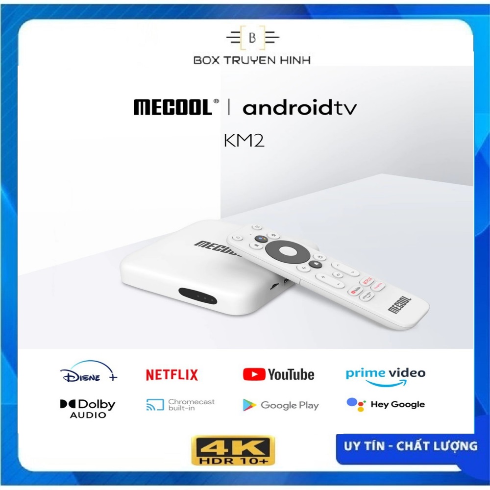 Android Box Mecool KM2 Android TV 12 chứng chỉ Google CE, Netflix 4K, remote voice giọng nói theo box, cpu 4 nhân, ddr4 2gb, rom 8gb, Bluetooth 5.0