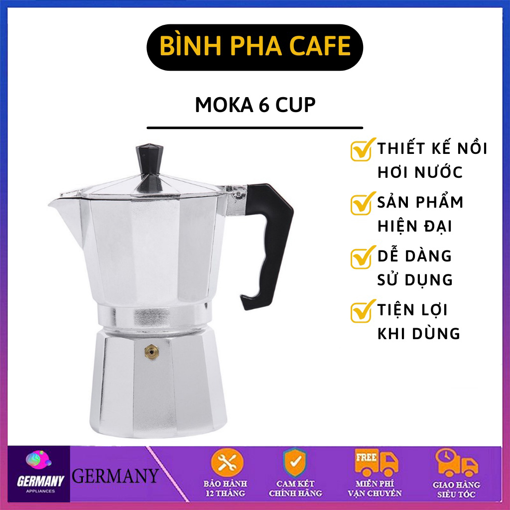 Bình pha cà phê moka espresso tại nhà - ấm pha cà phê moka pot băng nhôm 150ml - tiện lợi dễ sử dung - có video, ảnh thật