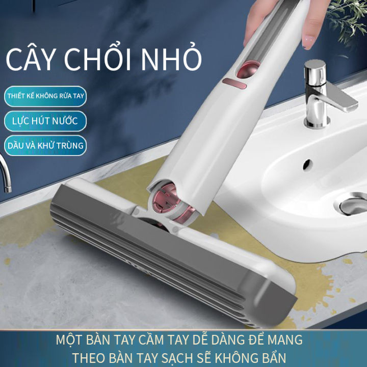 Cây Lau Bàn Bếp Tự Vắt Thông Minh Mini 25cm, Bọt Biển Siêu Thấm Hút Đa Năng, Gập Gọn