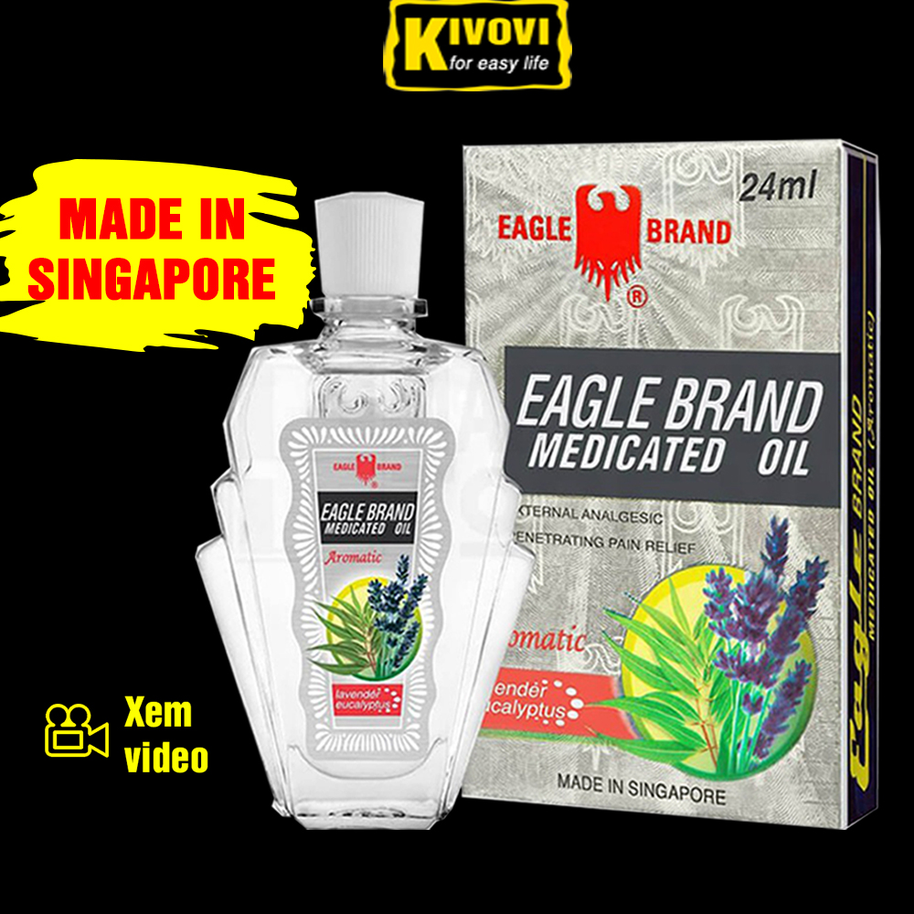 Chai Dầu Gió Trắng Con Ó EAGLE BRAND MEDICATED OIL 24ML - Dầu Nóng Hỗ Trợ Giảm Đau - Kivovi