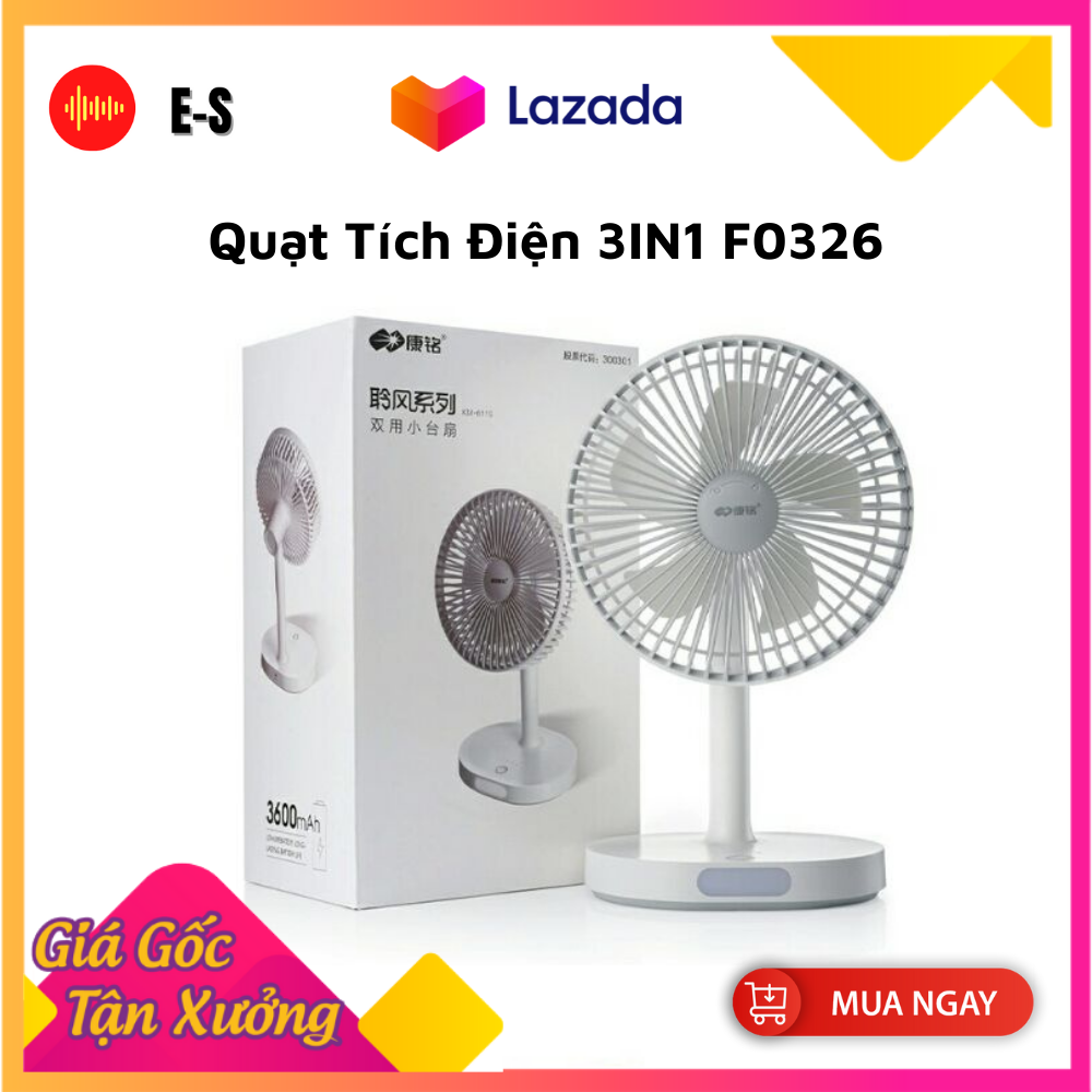 Mới 2023 Quạt Tích Điện KM F0326 - 3 Chế độ gió QUẠT TÍCH ĐIỆN KM-F0326 ...