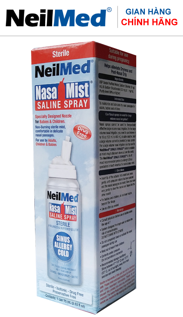 NeilMed NasaMist Saline Spray Isotonic 75ml