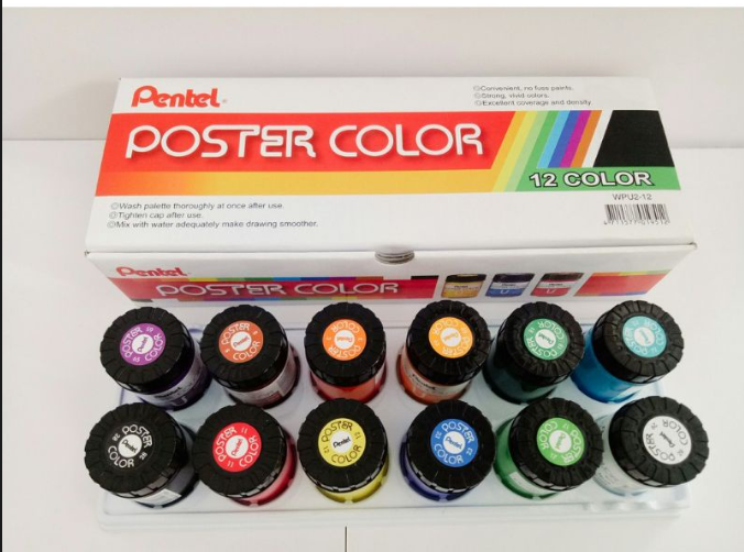 Poster color - màu nước poster pentel 12 màu - made in taiwan