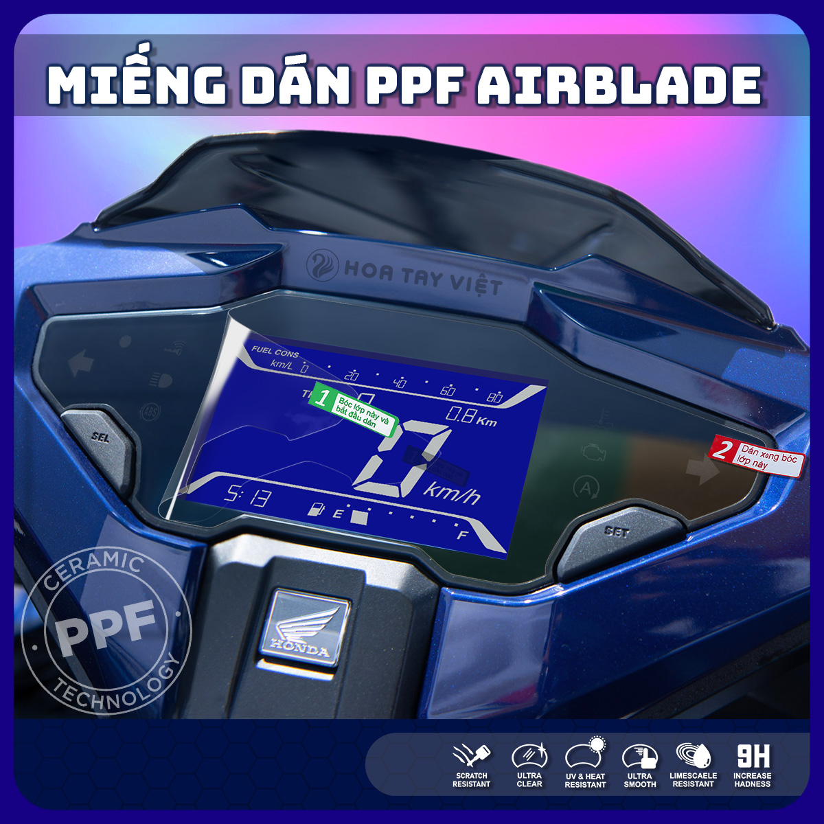 Airblade | Miếng dán PPF bảo vệ mặt đồng hồ AB cao cấp chống trầy xước mặt đồng hồ Airblade