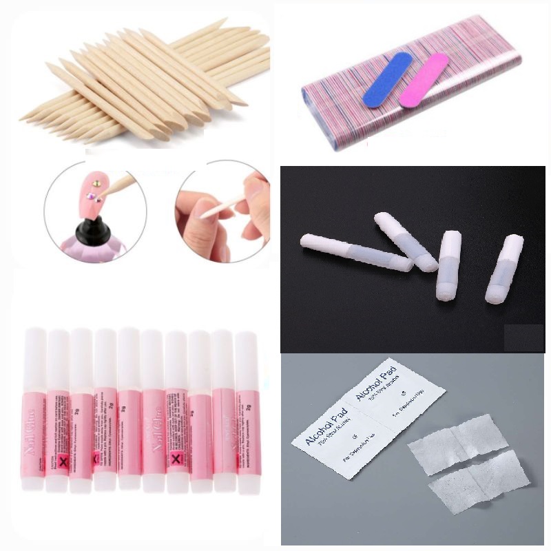Phụ kiện nail keo, dũa, que gỗ, bông cồn dùng cho móng tay, móng chân giả phụ kiện thời trang