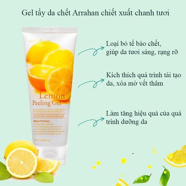 [chính hãng] Gel tẩy da chết mặt toàn thân tẩy kỳ Arrahan Lemon Peeling Gel 180ml Hàn Quốc