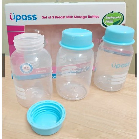 Bộ 3 bình trữ sữa cổ thường 125ml upass up0030n