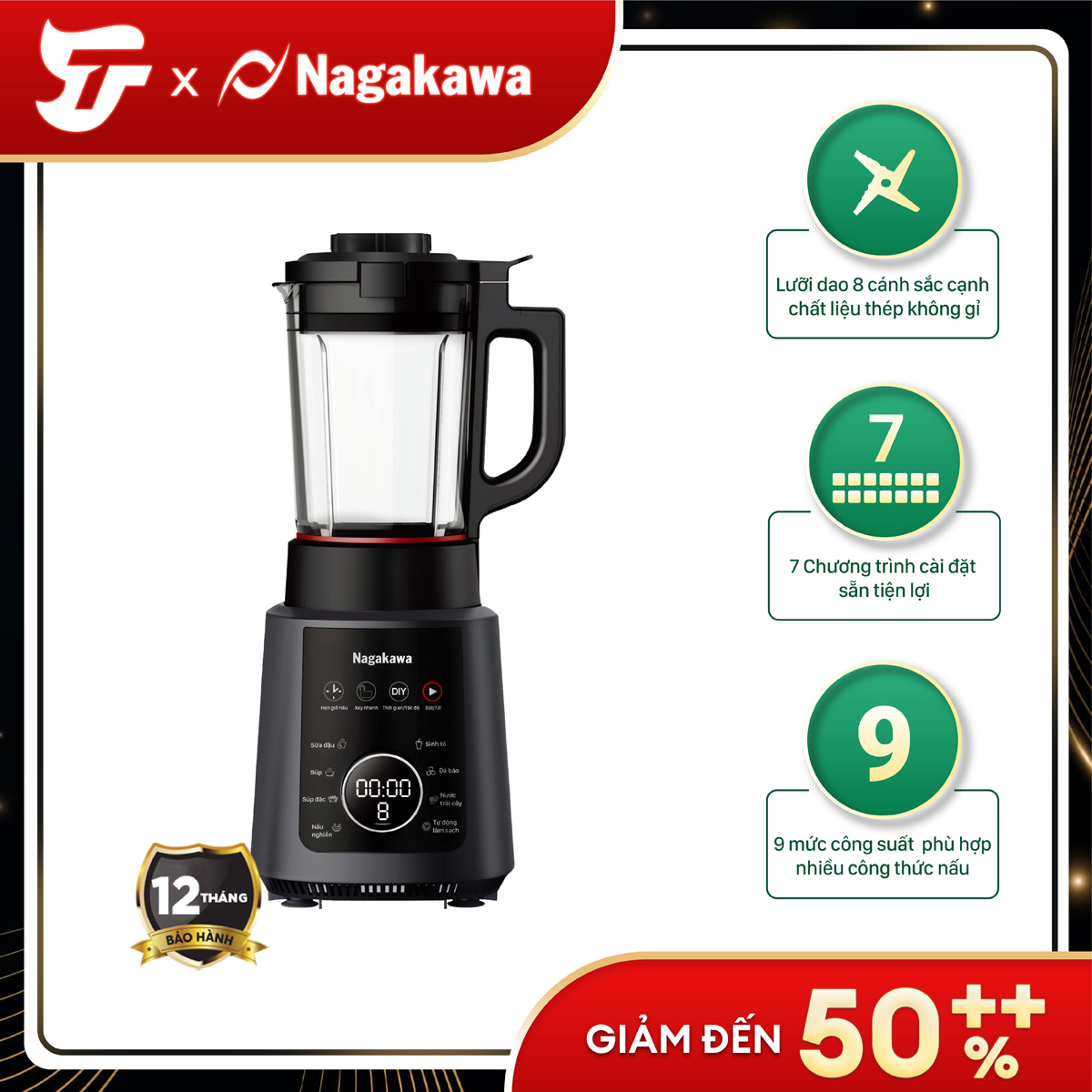 Máy làm sữa hạt đa năng Nagakawa NAG0824