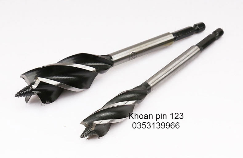 Mũi khoan khoét lỗ gỗ bốn cánh bốn khe chuôi lục giác 6.35mm nhiều size 10 - 25 mm