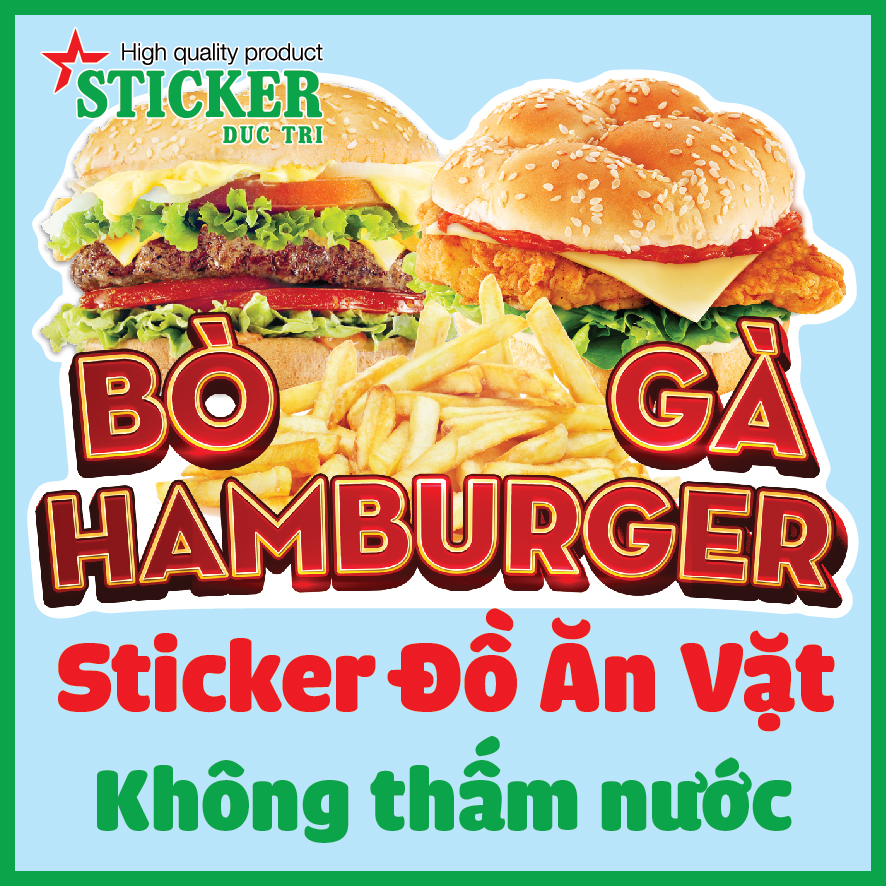 🔥🔥🔥 miếng dán hamburger dùng trang trí quán,tủ kính, xe bán hàng...