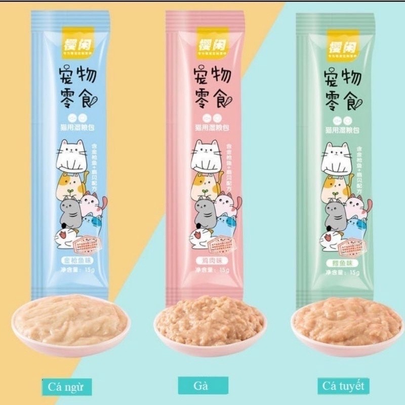 Combo 50 thanh súp thưởng shizuka cho mèo 15gr - mix ngẫu nhiên