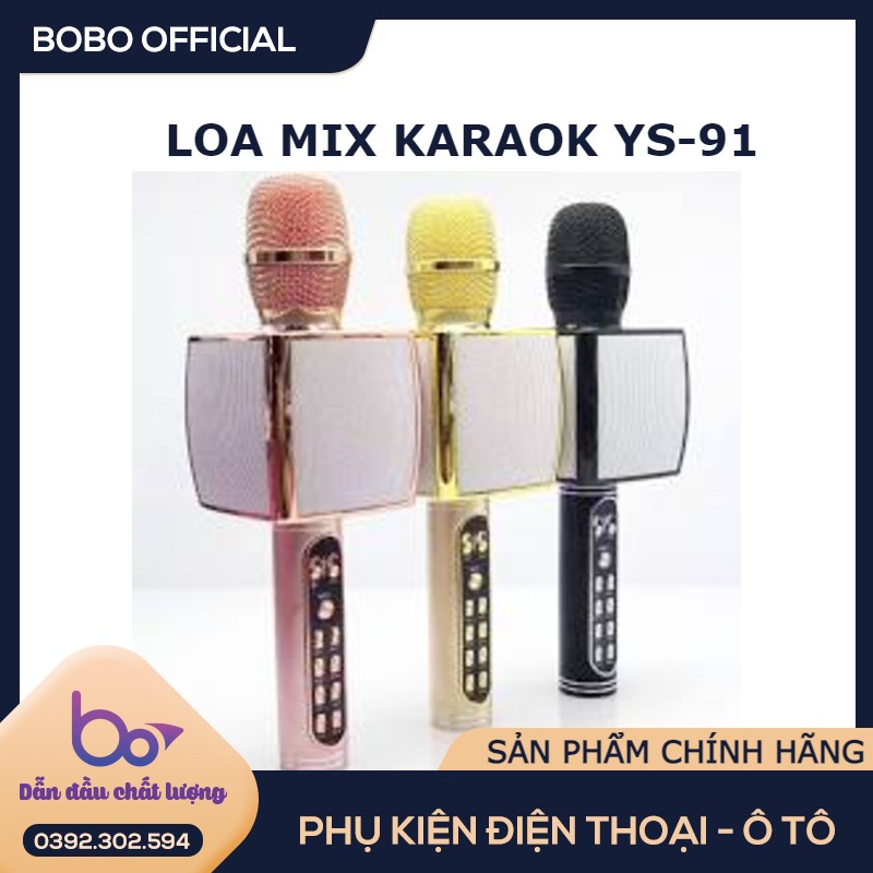 LOA MIX KARAOKE-Micro Karaoke ys-91, Micro hát Karaoke cực hay YS-91 phiên bản mới nhất 2020 3in1 tích hợp loa Bluetooth