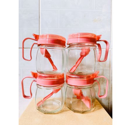 Hũ, lọ đựng gia vị Thuỷ Tinh, Hũ Đựng Gia Vị Thủy Tinh Bền Đẹp , Bộ 4 hũ gia vị thủy tinh